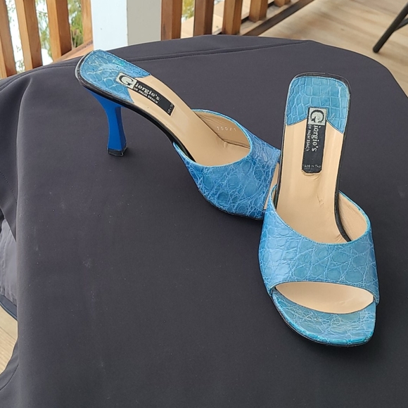 CROCODILE BLUE GIORGIO'S OF PALM BEACH HEELS - Picture 2 of 6